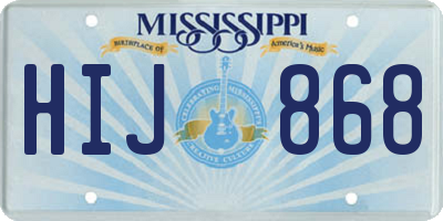 MS license plate HIJ868