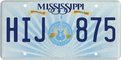 MS license plate HIJ875