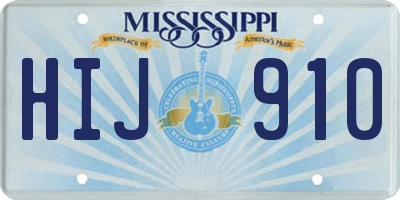 MS license plate HIJ910
