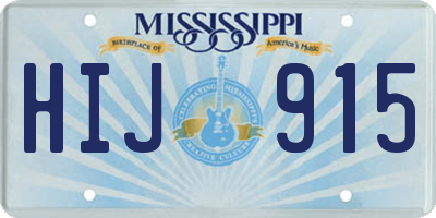 MS license plate HIJ915
