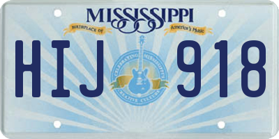 MS license plate HIJ918