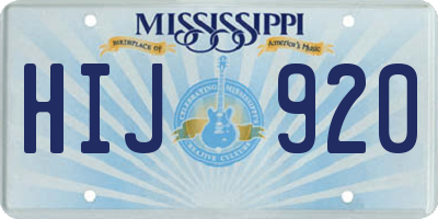 MS license plate HIJ920