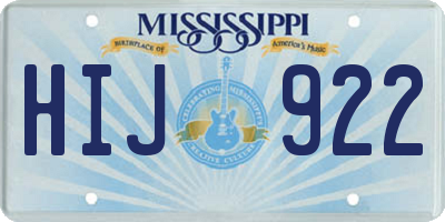 MS license plate HIJ922