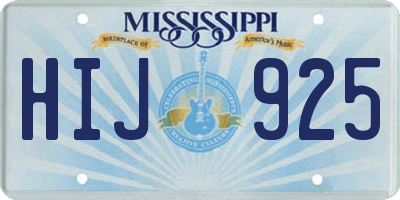 MS license plate HIJ925