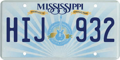 MS license plate HIJ932