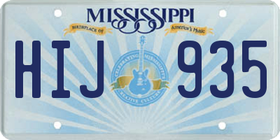 MS license plate HIJ935