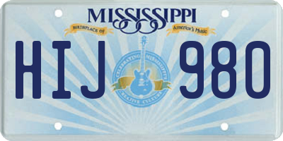 MS license plate HIJ980