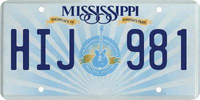 MS license plate HIJ981