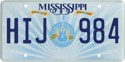 MS license plate HIJ984