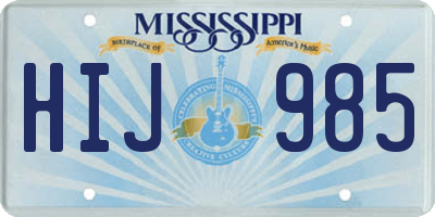 MS license plate HIJ985