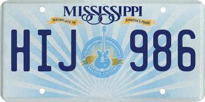 MS license plate HIJ986