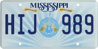 MS license plate HIJ989