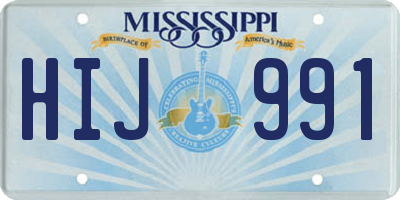 MS license plate HIJ991