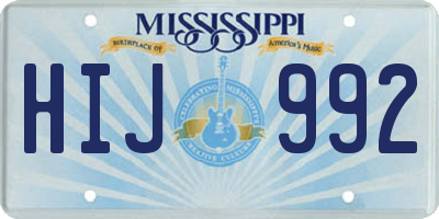 MS license plate HIJ992