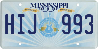 MS license plate HIJ993