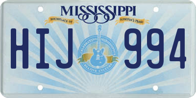 MS license plate HIJ994