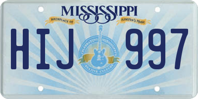 MS license plate HIJ997