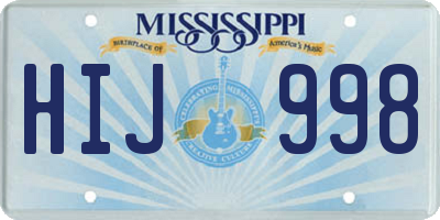 MS license plate HIJ998