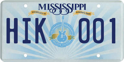 MS license plate HIK001