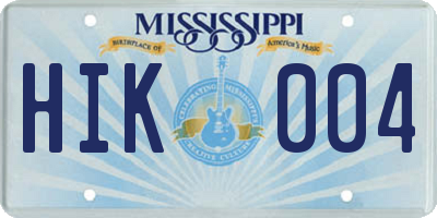 MS license plate HIK004