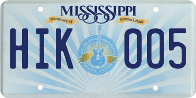 MS license plate HIK005