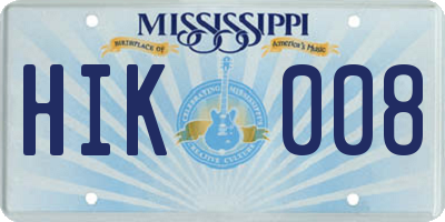 MS license plate HIK008