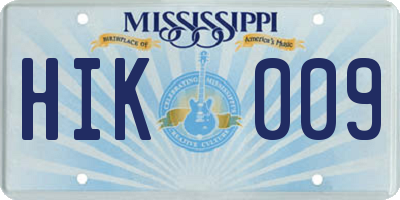 MS license plate HIK009