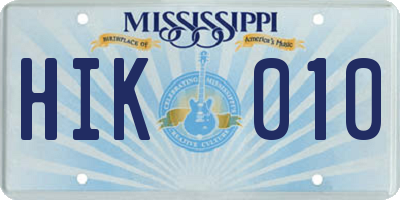 MS license plate HIK010