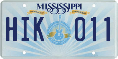 MS license plate HIK011