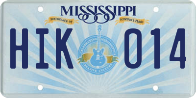 MS license plate HIK014