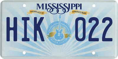 MS license plate HIK022