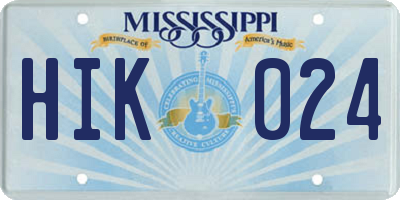 MS license plate HIK024