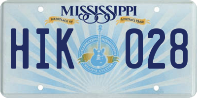 MS license plate HIK028