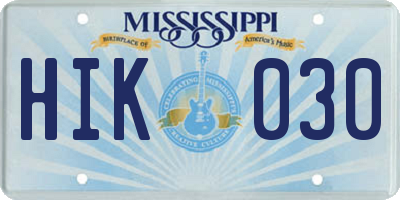 MS license plate HIK030