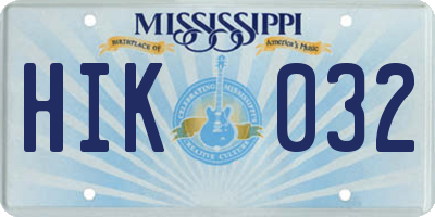MS license plate HIK032