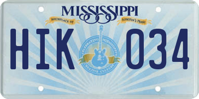 MS license plate HIK034