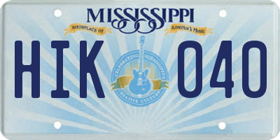 MS license plate HIK040