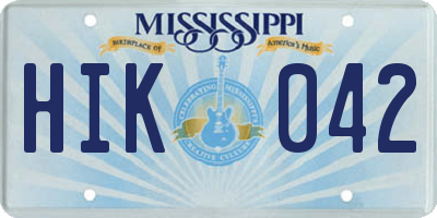 MS license plate HIK042