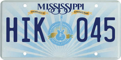 MS license plate HIK045