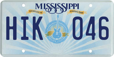 MS license plate HIK046
