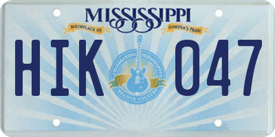 MS license plate HIK047