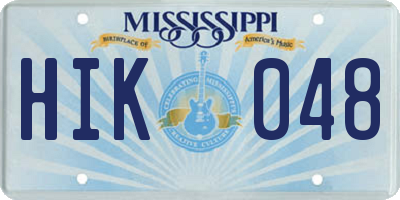 MS license plate HIK048