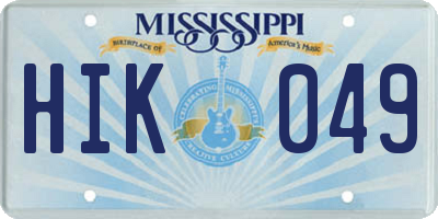 MS license plate HIK049