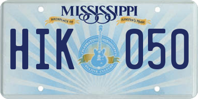 MS license plate HIK050