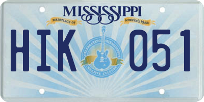 MS license plate HIK051