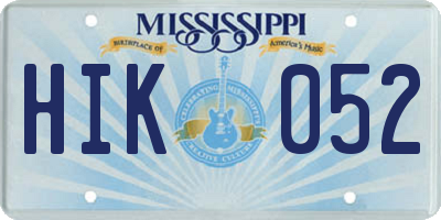 MS license plate HIK052