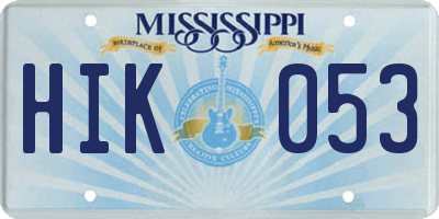 MS license plate HIK053