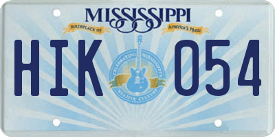 MS license plate HIK054
