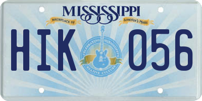 MS license plate HIK056