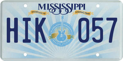 MS license plate HIK057